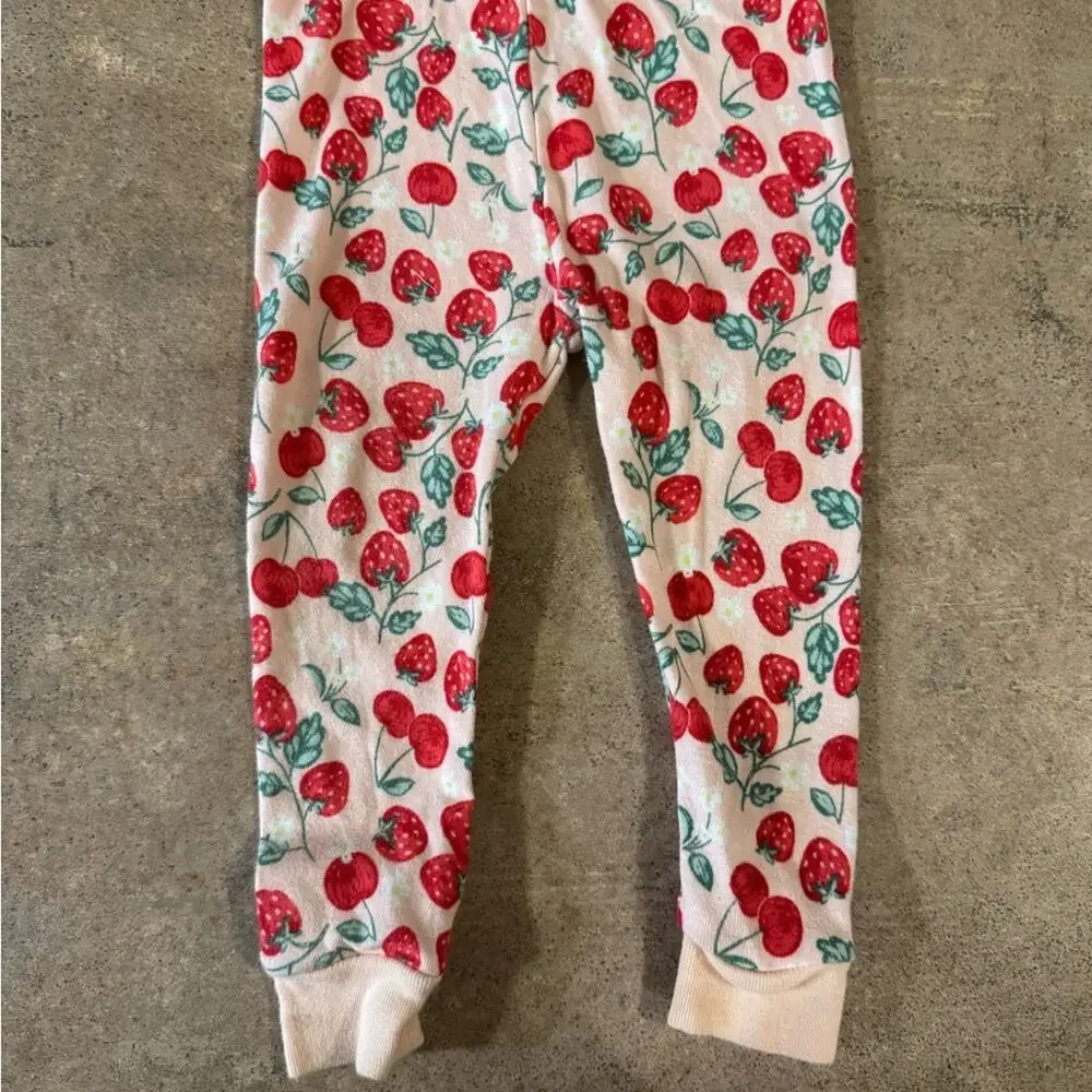 Adorable Fun Strawberry & Cherry Print 2 Piece Pajama Set Size 18M